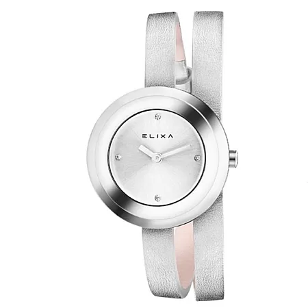 ΡΟΛΟΙ ELIXA  E092-L352 ELIXA Finesse Crystals Silver Leather Strap
