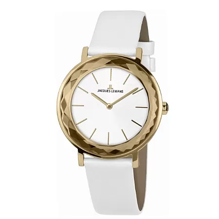 Ρολόι Jacques LEMANS 1-2054L Jacques LEMANS York White Leather Strap