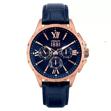 ΡΟΛΟΙ CERROUTI CRA20202 CERRUTI Planetto Blue Leather Strap