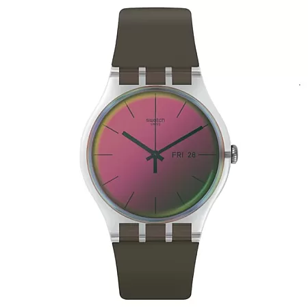 ΡΟΛΟΙ SWATCH SUOK714 SWATCH Polarmy Brown Silicone Strap