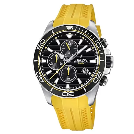 ΡΟΛΟΙ FESTINA F20370/2 FESTINA Men's Chronograph Yellow Rubber Strap