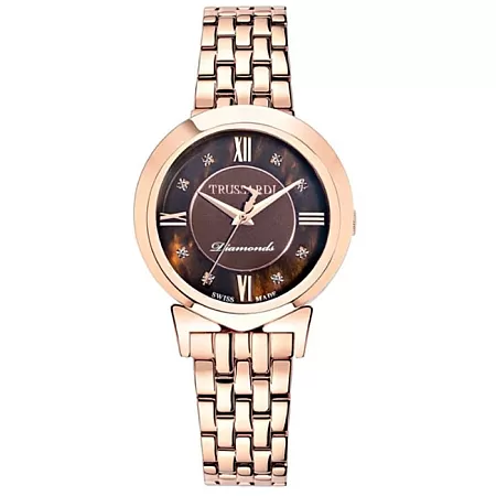 ΡΟΛΟΙ TRUSSARDI  R2453105505 TRUSSARDI Antilia Diamonds Rose Gold Stainless Steel Bracelet