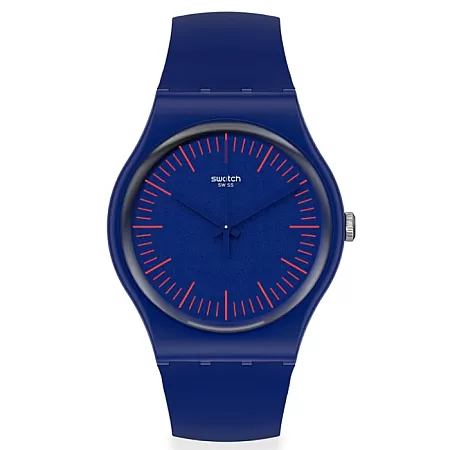 ΡΟΛΟΙ SWATCH  SUON146 SWATCH New Gent BlueNred Blue Silicone Strap