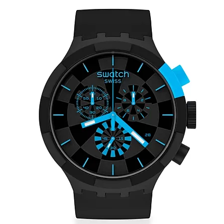 ΡΟΛΟΙ SWATCH SB02B401 SWATCH Chronograph Checkpoint Black Silicone Strap