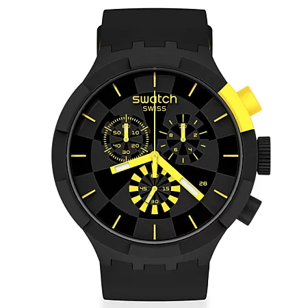 ΡΟΛΟΙ SWATCH SB02B403 SWATCH Chronograph Checkpoint Black Silicone Strap