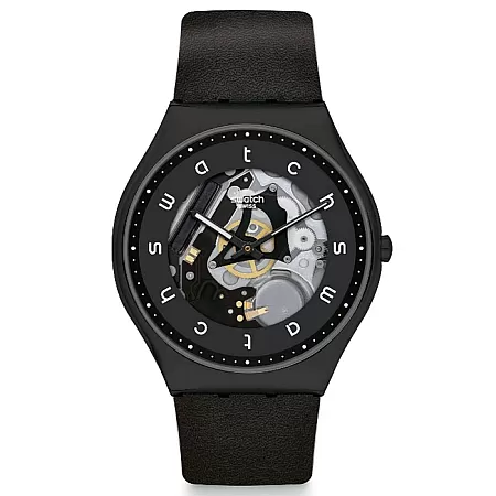 ΡΟΛΟΙ SWATCH SS07B101 SWATCH White Side Black Leather Strap
