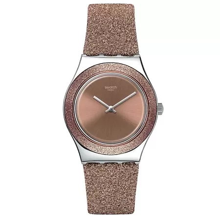 ΡΟΛΟΙ SWATCH YLS220 SWATCH Irony Rose Sparkle Brown Combined Materials Strap