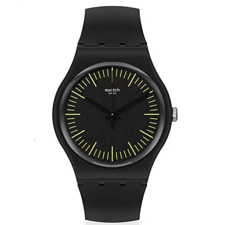 ΡΟΛΟΙ SWATCH  SUOB184 SWATCH New Gent BlackNyellow Black Silicone Strap
