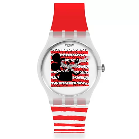 ΡΟΛΟΙ SWATCH  GZ352 SWATCH New Gent Mouse Mariniere Red Silicone Strap