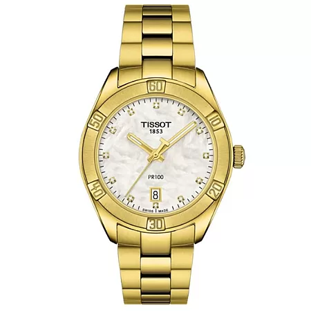 ΡΟΛΟΙ TISSOT T1019103311601 TISSOT PR 100 Sport Chic Diamonds Gold Stainless Steel Bracelet