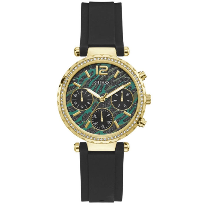 ΡΟΛΟΙ GUESS GW0113L1 GUESS Solstice Crystals Black Rubber Strap