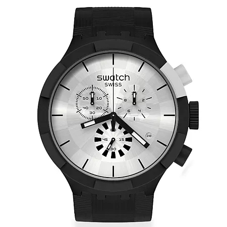 ΡΟΛΟΙ SWATCH SB02B404 Swatch Big Bold Chrono Chequered Silver Black Silicone Strap
