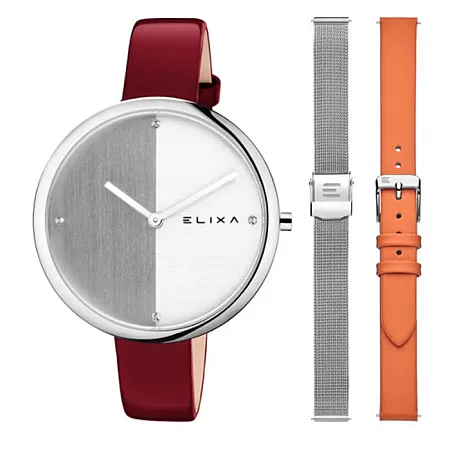 ΡΟΛΟΙ ELIXA E106-L619-K1 ELIXA Beauty Crystals Red Leather Strap Gift Set