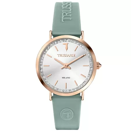 ΡΟΛΟΙ TRUSSARDI  R2451140501 TRUSSARDI T-Motif Crystals Green Silicone Strap