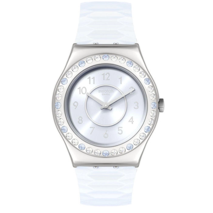 ΡΟΛΟΙ SWATCH  YLS226 SWATCH Irony Precious Aqua Crystals Light Blue Silicone Strap