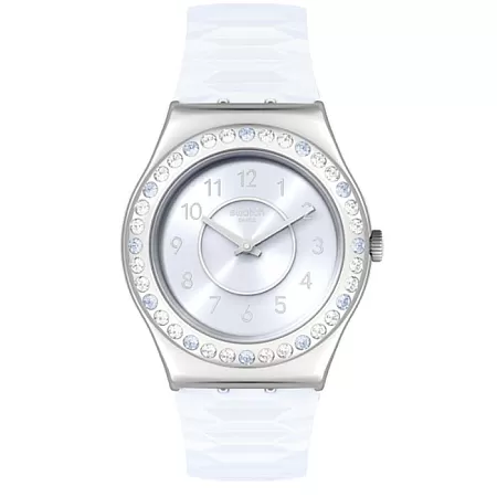 ΡΟΛΟΙ SWATCH  YLS226 SWATCH Irony Precious Aqua Crystals Light Blue Silicone Strap