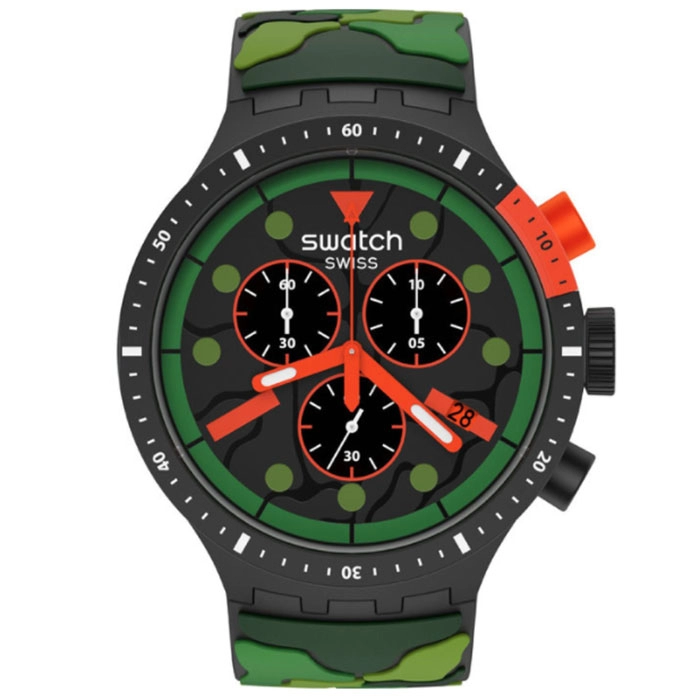 ΡΟΛΟΙ SWATCH SB02B409 SWATCH Big Bold Escapejungle Camo Silicone Strap