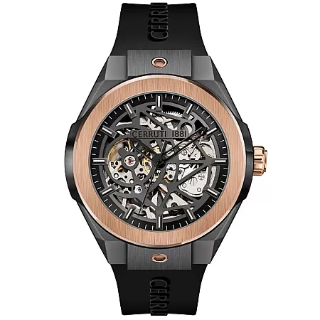 ΡΟΛΟΙ CERRUTI  CIWGR2008101 CERRUTI Ruscello Automatic Black Silicone Strap