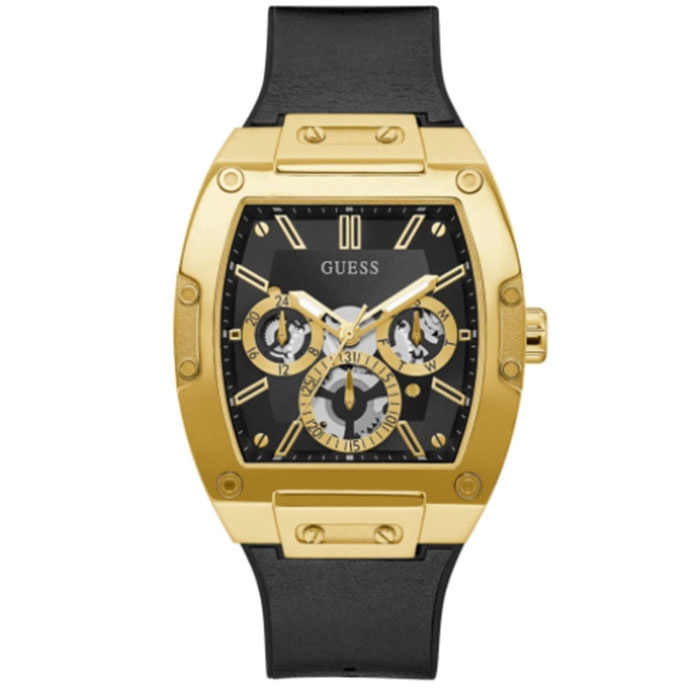 ΡΟΛΟΙ GUESS   GW0202G1  Guess Phoenix Black Leather Strap