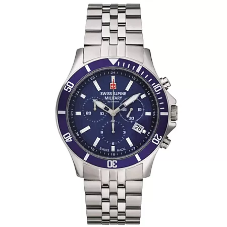 ΡΟΛΟΙ SWISS ALPINE MILITARY SAM7022.9135 SWISS ALPINE MILITARY Challenger Chronograph Silver Stainless Steel Bracelet