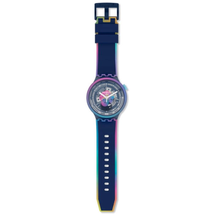 ΡΟΛΟΙ SWATCH SO27N112 SWATCH Big Bold Rainbow Win The Night Blue Silicone Strap