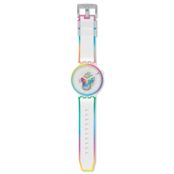 ΡΟΛΟΙ SWATCH SO27E107 SWATCH Big Bold Let's Parade White Silicone Strap
