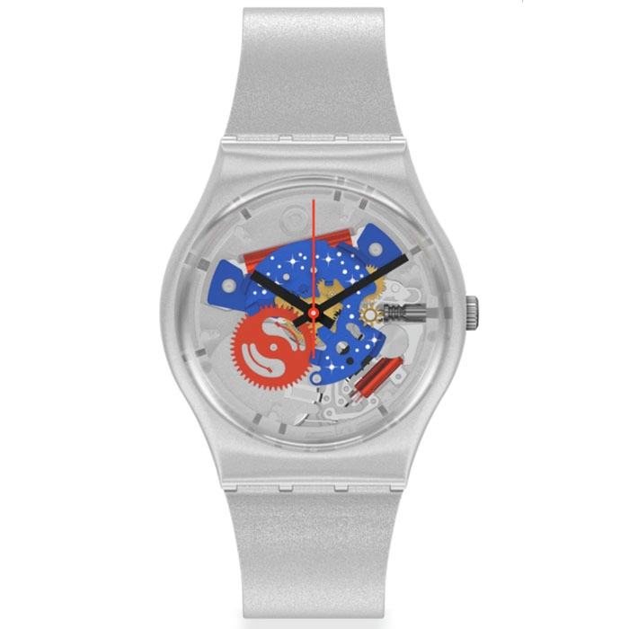 ΡΟΛΟΙ SWATCH GZ355 SWATCH Take Me To The Moon Grey Silicone Strap