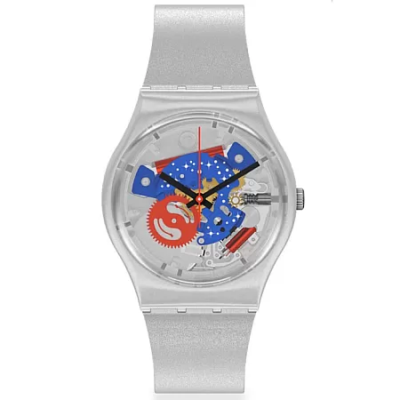 ΡΟΛΟΙ SWATCH GZ355 SWATCH Take Me To The Moon Grey Silicone Strap