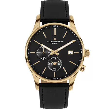Ρολόι Jacques LEMANS 1-2125C Jacques LEMANS London Black Leather Strap