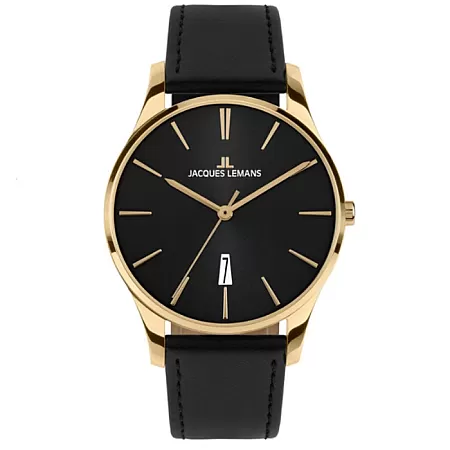 Ρολόι Jacques LEMANS 1-2124E Jacques LEMANS London Black Leather Strap