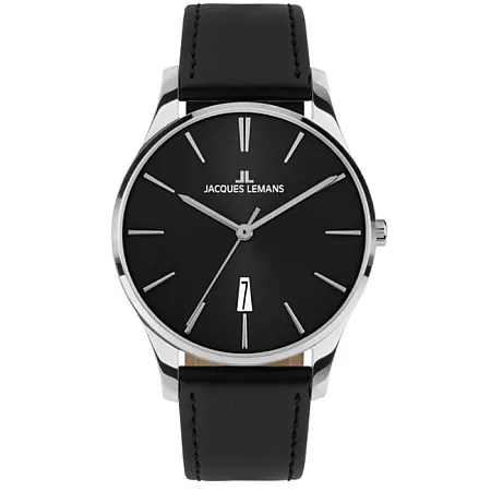 Ρολόι Jacques LEMANS 1-2124A Jacques LEMANS London Black Leather Strap