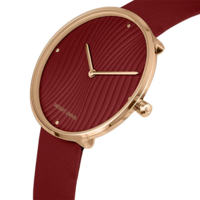 Ρολόι Jacques LEMANS 1-2093L Jacques LEMANS Design Bordeaux Leather Strap