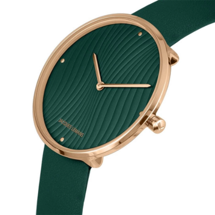 Ρολόι Jacques LEMANS 1-2093K Jacques LEMANS Design Green Leather Strap