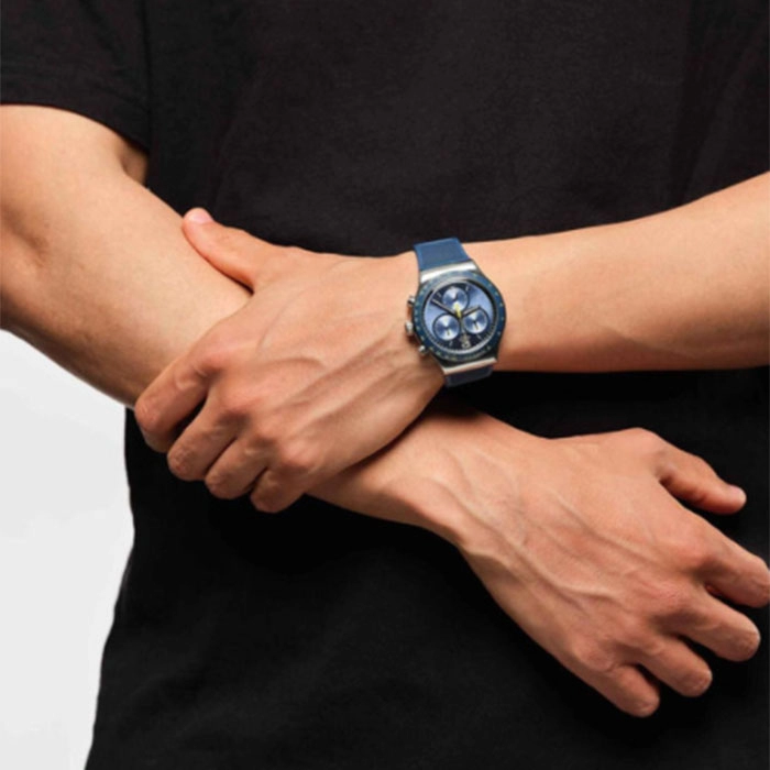 ΡΟΛΟΙ SWATCH YVS482 SWATCH New Irony Deatline Chronograph Blue Rubber Strap