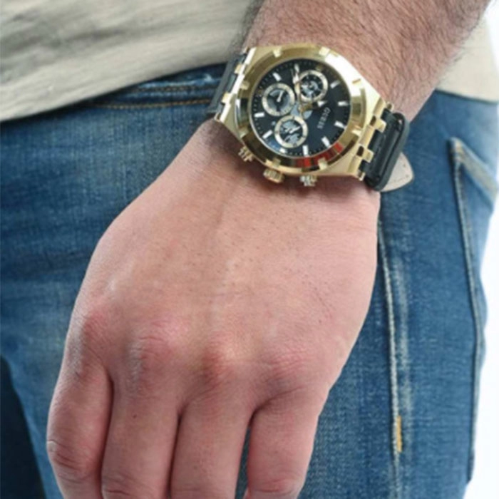 ΡΟΛΟΙ GUESS  GW0262G2 GUESS Continental Black Leather Strap