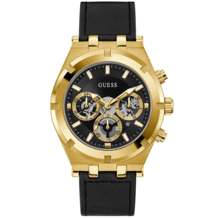 ΡΟΛΟΙ GUESS  GW0262G2 GUESS Continental Black Leather Strap