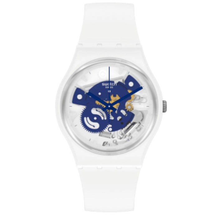 ΡΟΛΟΙ SWATCH SO31W103 SWATCH Gent Bioceramic Time To Blue Small White Silicone Strap