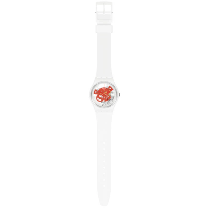 ΡΟΛΟΙ SWATCH SO31W104 SWATCH Gent Bioceramic Time To Red Small White Silicone Strap