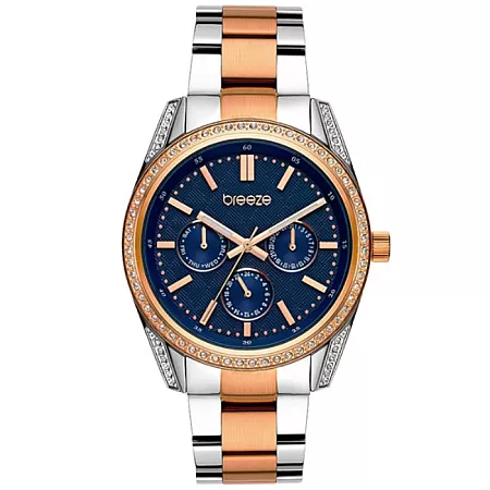 ΡΟΛΟΙ BREEZE 712201.3 BREEZE Floris Crystals Two Tone Stainless Steel Bracelet