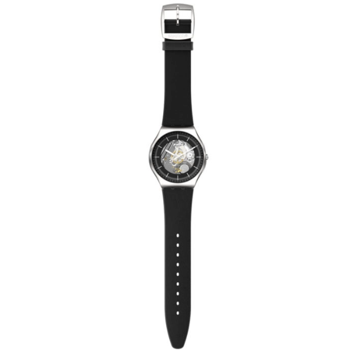 ΡΟΛΟΙ SWATCH SS07S115 SWATCH Skin Irony Black Skeleton Black Leather Strap