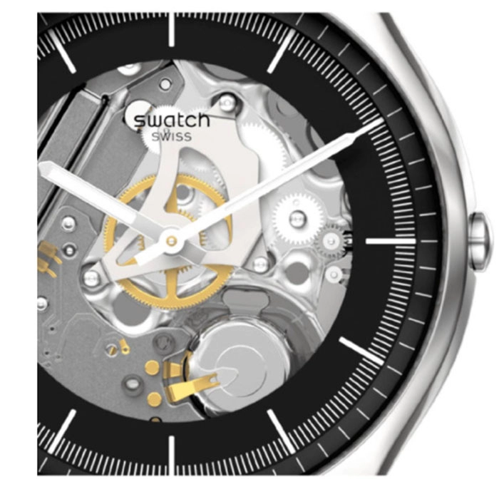 ΡΟΛΟΙ SWATCH SS07S115 SWATCH Skin Irony Black Skeleton Black Leather Strap