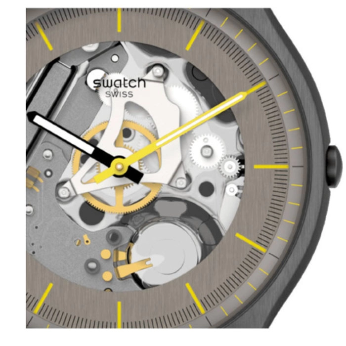 ΡΟΛΟΙ SWATCH SS07M103 SWATCH Skin Irony Silver Skeleton Brown Leather Strap