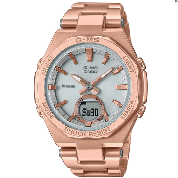 ΡΟΛΟΙ  CASIO MSG-B100DG-4AER CASIO Edifice Solar Bluetooth Rose Gold Stainless Steel Bracelet