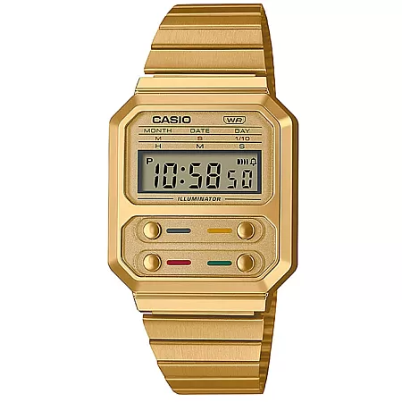 ΡΟΛΟΙ  CASIO A-100WEG-9AEF CASIO Vintage Gold Stainless Steel Bracelet
