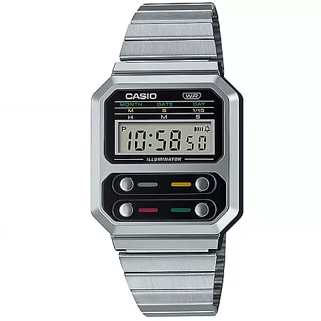 ΡΟΛΟΙ  CASIO A-100WE-1AEF CASIO Vintage Stainless Steel Bracelet