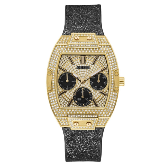 ΡΟΛΟΙ GUESS  GW0105L2 GUESS Raven Crystals Black Rubber Strap