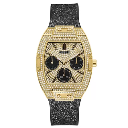 ΡΟΛΟΙ GUESS  GW0105L2 GUESS Raven Crystals Black Rubber Strap