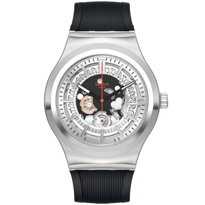ΡΟΛΟΙ SWATCH YIS431 SWATCH Irony Sistem Through Again Automatic Black Leather Strap