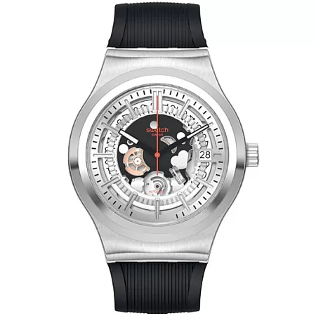 ΡΟΛΟΙ SWATCH YIS431 SWATCH Irony Sistem Through Again Automatic Black Leather Strap