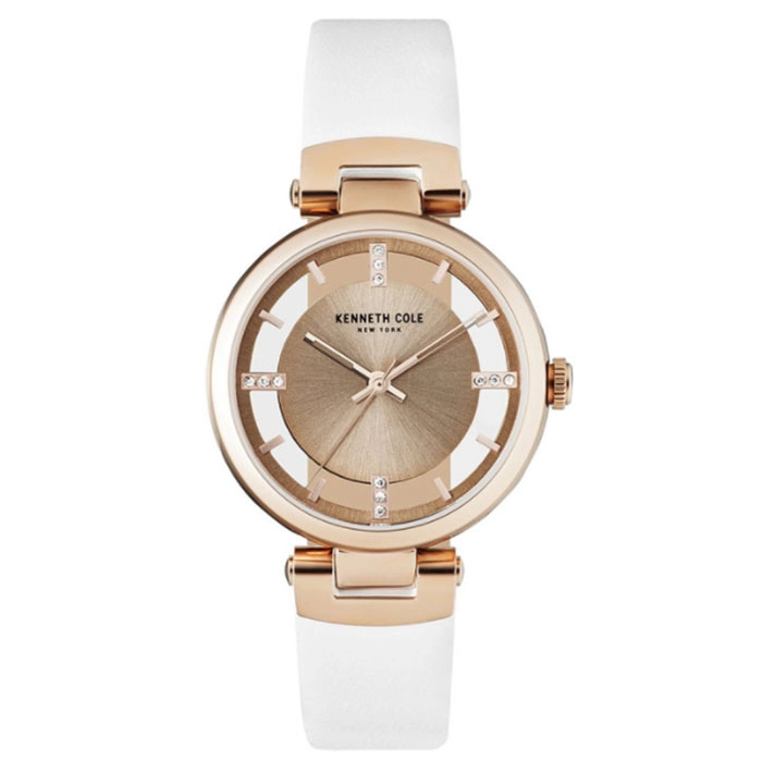 Ρολόι KENNETH COLE   KC50380002 KENNETH COLE Ladies Crystals White Leather Strap